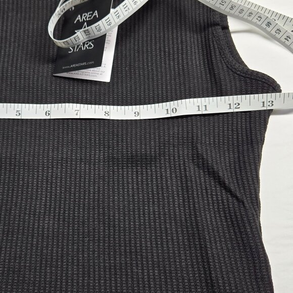 AREA STARS NWT BLACK CROPPED WAFFLE TANK TOP POLY COTTON BLEND SIZE X-SMALL - Picture 5 of 10